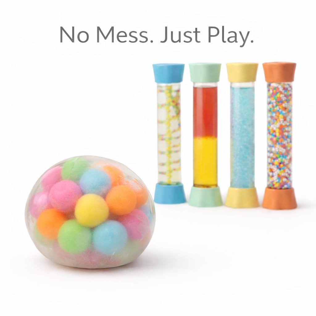 Sensory Tubes – Calm Down Corner Fidget Toys, Sensory Room & Speech Therapy Materials, Stress Relief Ball, Travel Toys, Quiet Sensory Bottles for Kids