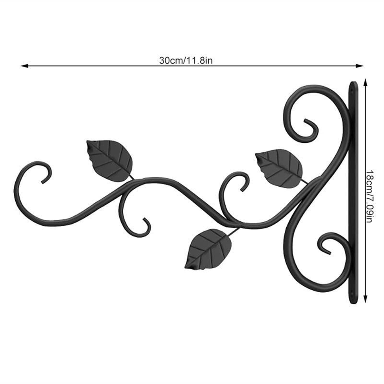 Naścienny żelazny kosz z haczykiem Wieszak na rośliny Doniczki Wspornik do zawieszania Metalowy stojak Dom Ogród Na zewnątrz Haczyki do dekoracji ścian 30x18 cm /416(Black)