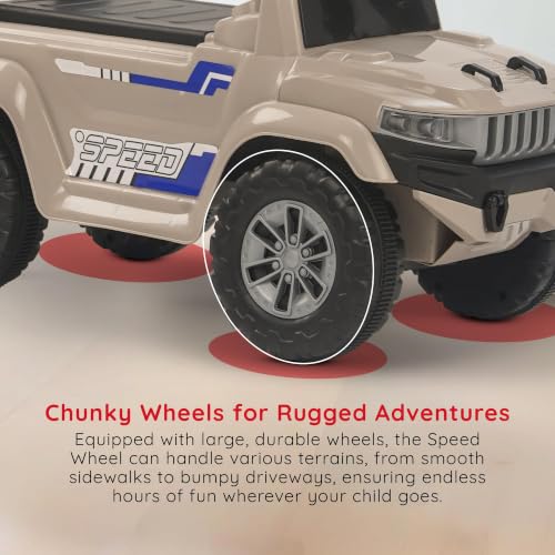 Image of Baybee Speedy Baby Ride on Car for Kids | Portable Kids Car with LED Lights, Music & Storage Basket | Push Toy Cars with High Backrest | Toddler Rideons Jeep for 1 to 3 Years Boys Girls (Desert)