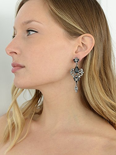 Mariell Vintage Black and Grey Crystal & CZ Chandelier Dangle Earrings for Fashion, Prom, Bridesmaids4