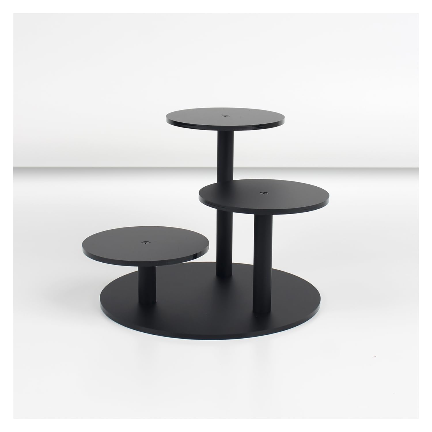 Espositore in acrilico smerigliato per statuette piccole esposizioni a piedi per piante grasse supporto figure a 3 livelli per decorazione 1 confezione (Nero)