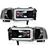 G-PLUS LED Light Strip Headlight w/o Bulbs Compatible with Dodge Ram 1500 1994-2001/Dodge Ram 250...