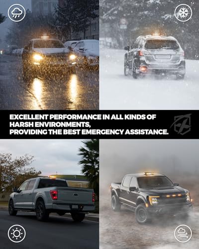 image for Xprite White Amber LED Rooftop Emergency Strobe Light Bar, 21 Flashing