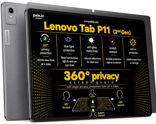 Image of Pxin 360 Pro Privacy Screen guard compatible with Lenovo Tab P11 (2nd Gen) | Anti Glare | Anti UV | Anti Blue | Anti Reflection | Privacy Filter | Unbreakable Build