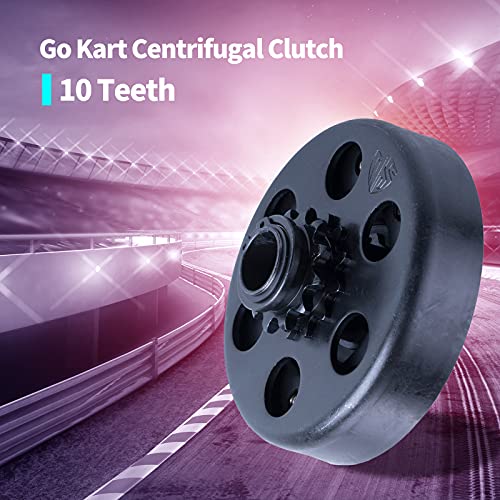 Carkio Go Kart Centrifugal Clutch 10 Teeth Inner Hole 19.05mm with 40/41/420 Chain Durable Centrifugal Clutch 3/4 Bore 3/16 Key Built In Replacement for Go-Kart Bike Engine - Black
