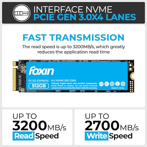 Image of Foxin SSD 512 GB NVMe | Internal Solid State Drive with Micron Chipset, SMI Controller, M.2 PCIe 3.0 Interface | Ultra-Low Power Consumption | Read /Write Speed Upto 3200 /2700 MB /s | 5 Yrs Warranty