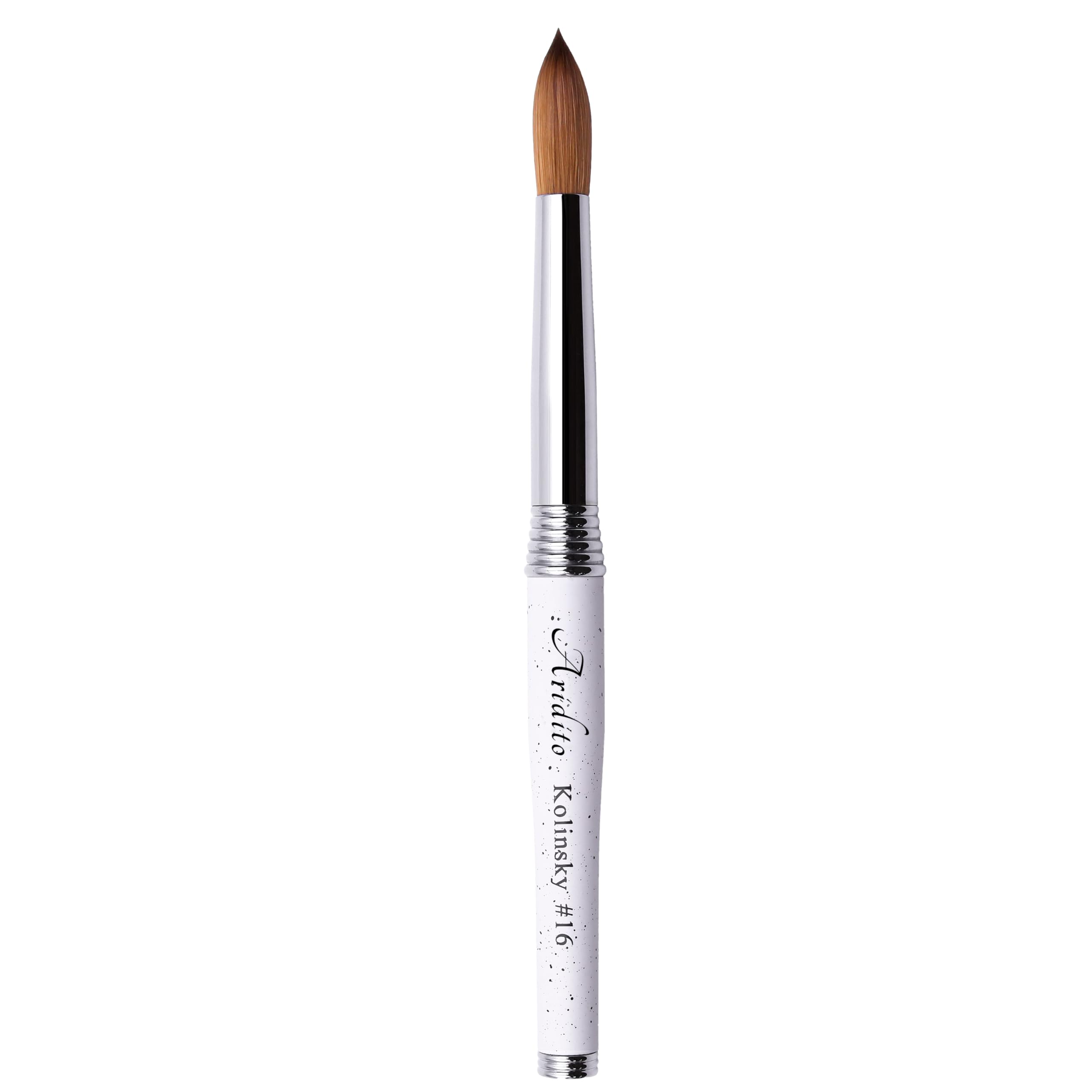 Kolinsky - Pincel acrílico de cabeza redonda 100 % puro, mango de metal blanco para manicura profesional, salón en casa (#8#10#12#14#16#18) (Blanco, #16)