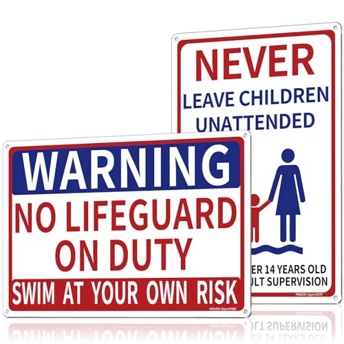 MOLESS 12x8 Pool Safety Signs Pool Signs for Outside 2 Pack PSP-2502