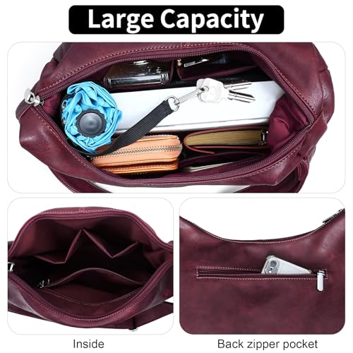 Image of Hobo Bags for Women Vegan Leather Purses Slouchy Shoulder Bag Tote