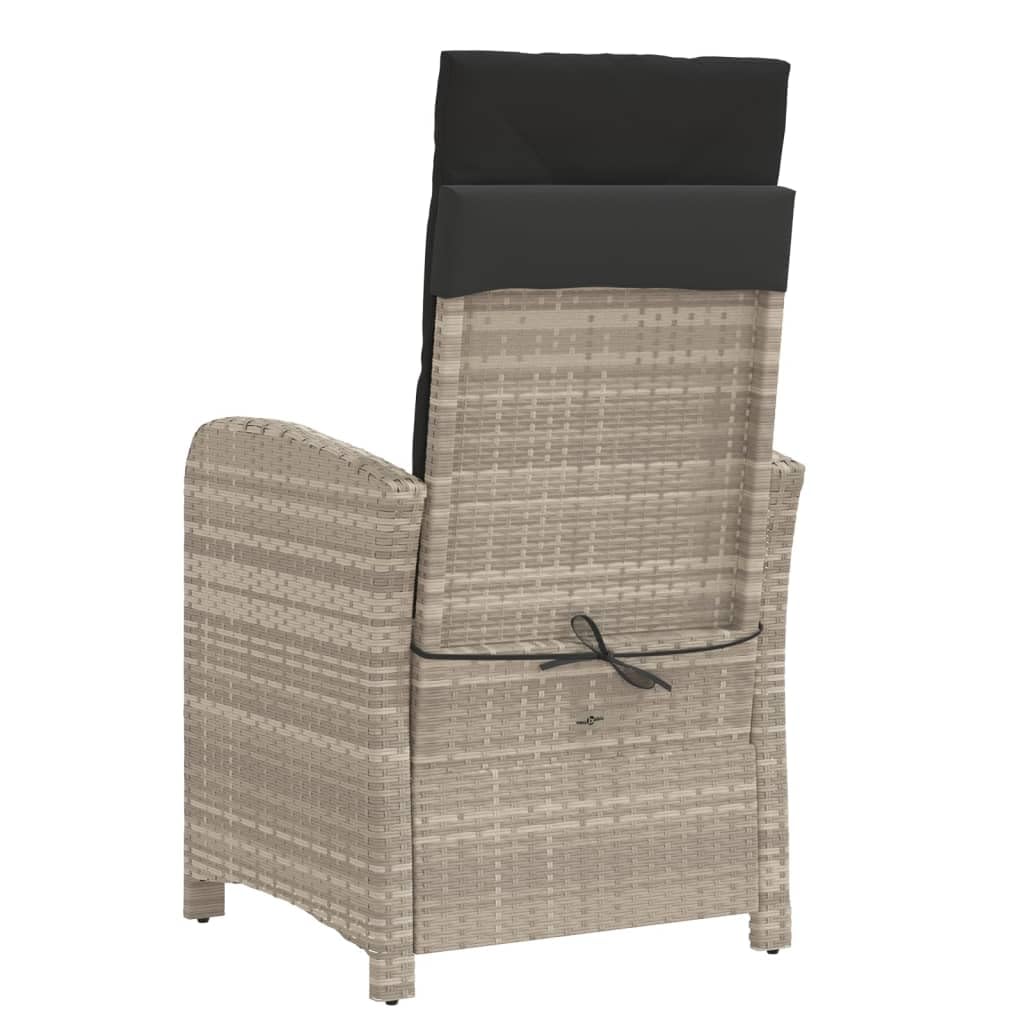 Festnight 2X Sillón Reclinable de Ratán para Exteriores con Cojines, Sillón Reclinable Jardín, Sofá de Ratán Ajustable, Sillón Exterior Terraza Balcón Butaca Patio,Gris Claro(con reposapiés)