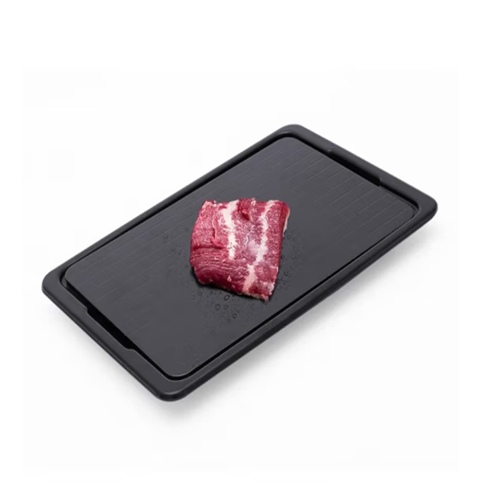 Auftaubrett für die Küche Gefrorenes Fleisch, Meeresfrüchte, Steak, Auftauplatte, Auftauen, rohes, frisches Rindfleisch für Tiefkühlkost in der Küche