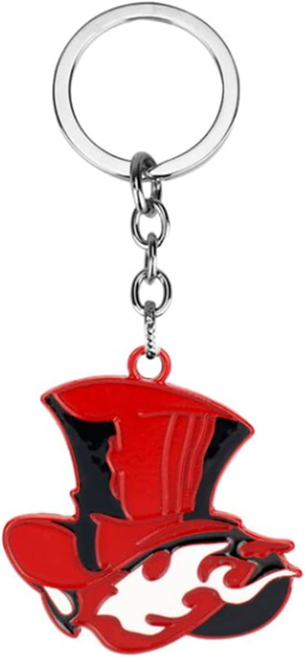 Anime Source Persona 5 Shin Megami Tensei Video Game Metal Red Hat Keychain Key Ring Phantom Thieves of Hearts Joker