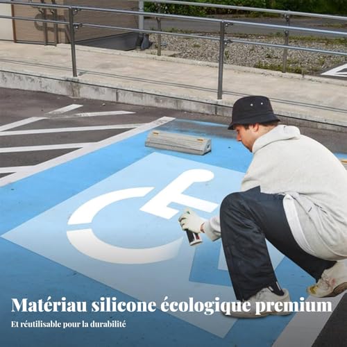 Pochoir fauteuil roulant en silicone pour signalisation de parking accessible