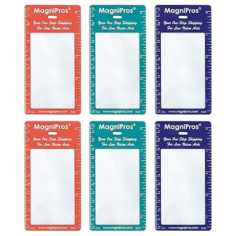 MAGDEPO 3X Bookmark Magnifying Card Pocket Size Plastic Fresnel Lens (6 Pack) for Reading Menus, The Bible, Labels, and Small Texts Easy to Carry by Badge Holder Cover