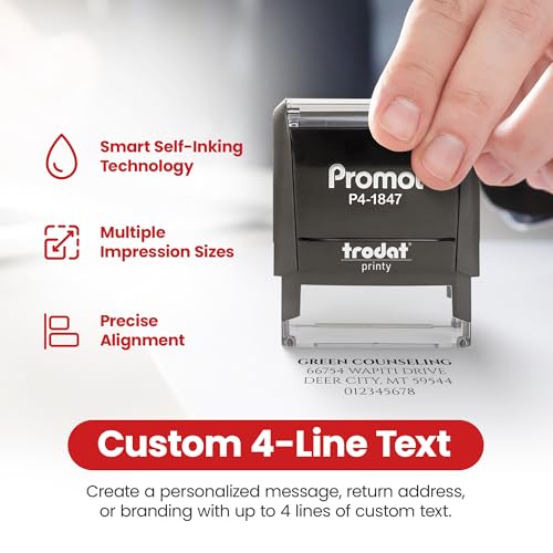 Promot Self Inking Custom Stamp - Up to 4 Lines of Personalized Text, Customized Address Stamp with Easy to Change Ink Cartridge (Medium) - Image 4