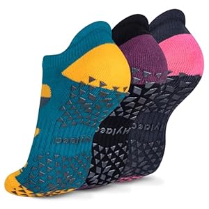 Hylaea Unisex Non Slip Socks with Grip for Yoga, Hospital, Pilates, Barre | Ankle, Cushioned