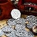 v2croft 50 Metal Pirate Coins, Silver Treasure Coin Set, Metal Replica Spanish Doubloons for Board Games Tokens, Kids Cosplay Pirate Party Treasure Chest Coin (1.18'')