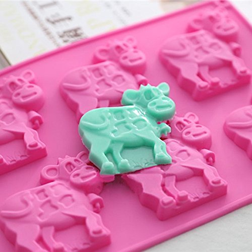 2 Pack Cow Chocolate Molds, Dairy Cattle Cake Pan Silicone Candy Fondant Biscuit Cookie Baking Mold Soap Lotion Bars Polymer Clay Mold (Random Color) by HiParty - Image 4