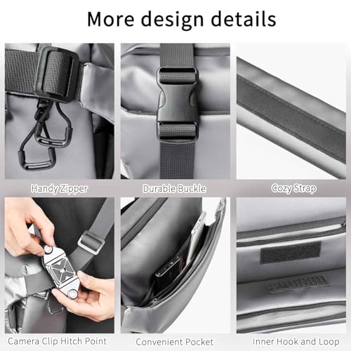 Image of INNOREL 6L Camera Sling Bag,Crossbody Lightweight Camera Bag Waterproof Camera Case CB0635 Silver with Tripod Holder,DSLR /SLR /Mirrorless for Travel, Cycling, Work, Sport, Hiking, Gym