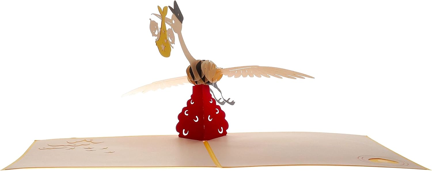 iGifts And Cards Twins Baby Shower Stork Congratulations 3D Pop-Up Card 6x6 image 3
