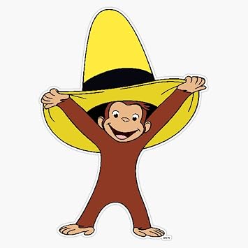 Funky Curious George Sticker Bumper Sticker Vinyl Decal 5"