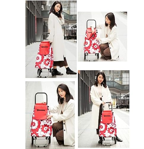 Tragbarer Einkaufstrolley mit Rollen für Reisen und Lebensmittel, faltbarer Gepäckwagen mit Einkaufstasche – Bild 4