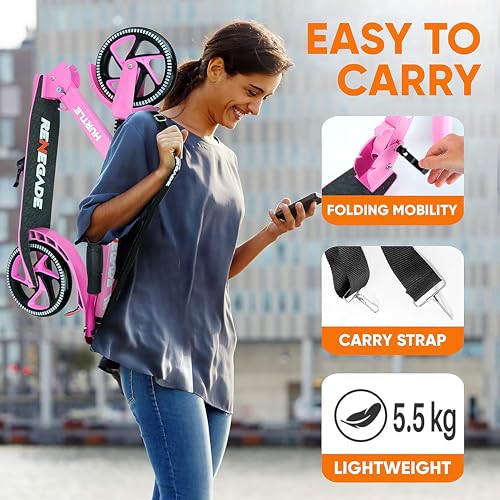 Image of Scooter - Scooter for Teenager - Kick Scooter - 2 Wheel Scooter with Adjustable T-Bar Handlebar - Folding Adult Kick Scooter with Alloy Anti-Slip Deck - Scooter with 8 inch Smooth Gliding Wheels by Hurtle