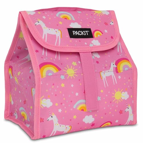 Image of PackIt Freezable Lunch Sack, Unicorn Print, Built with EcoFreeze Technology, Foldable, Reusable, Ideal for Lunches, School Lunches, and Fresh Meals On the Go