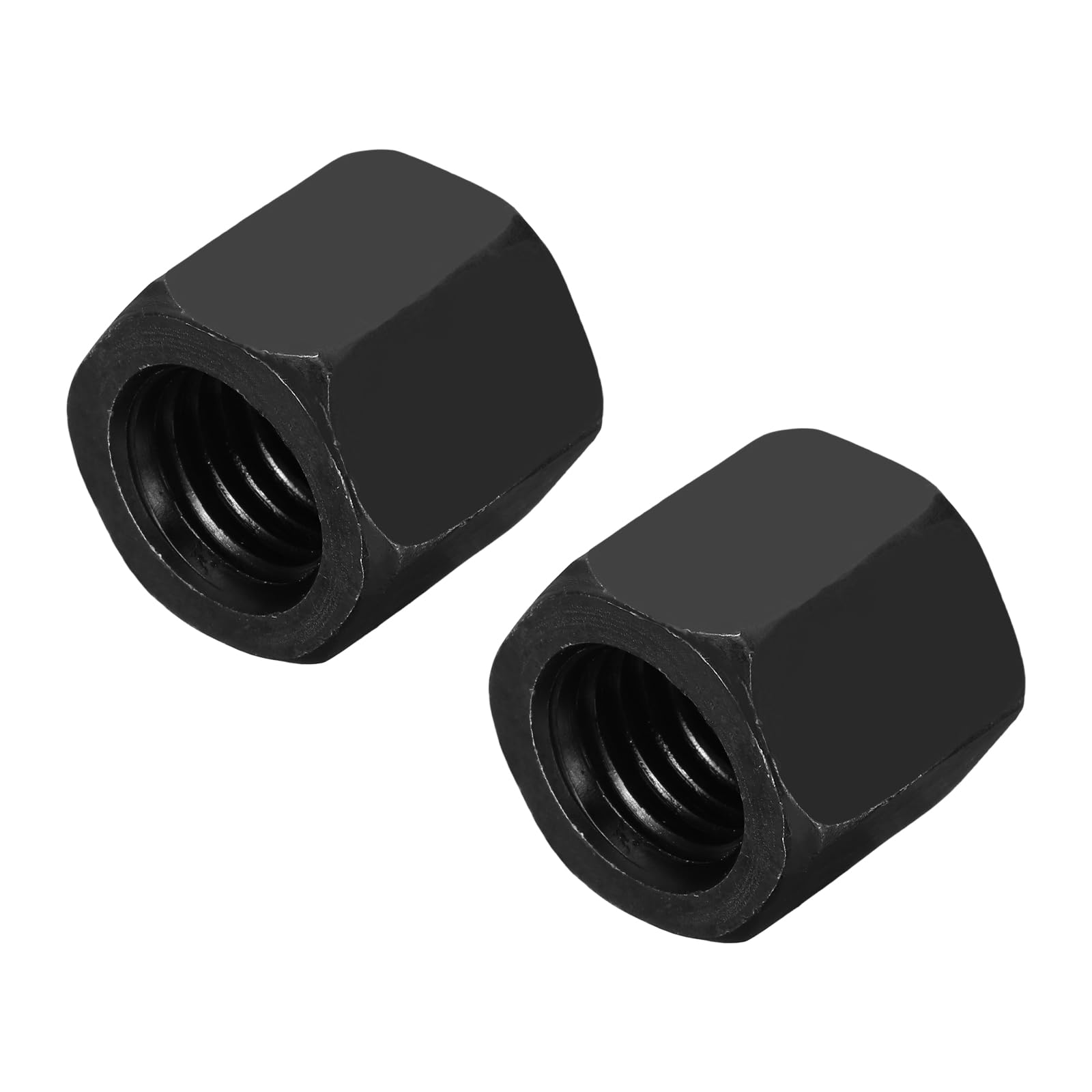 sourcing map Lot de 2 écrous d'accouplement hexagonaux M18 x 2,5 mm, 26 mm de long, en acier au carbone de qualité 10.9, entièrement filetés, écrous d'accouplement de tige filetés, noir