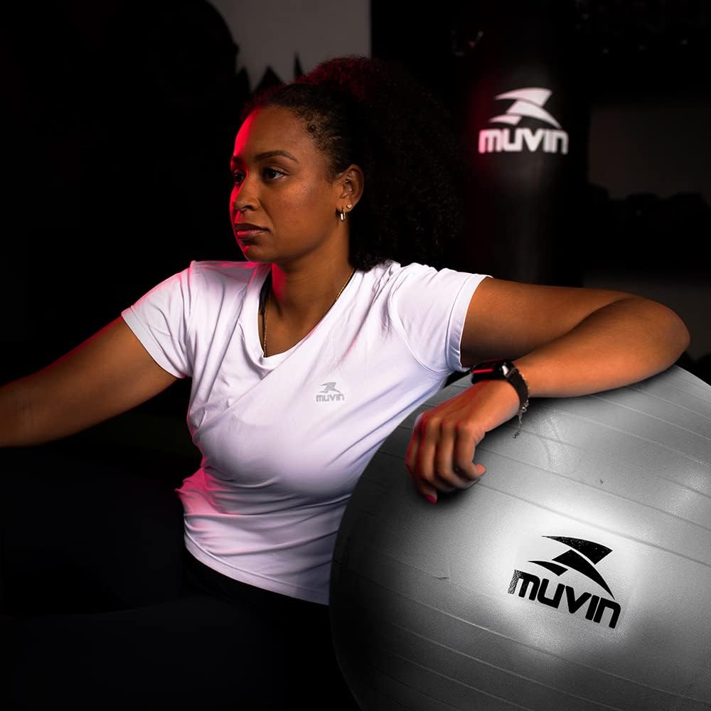 Bola de Pilates 65cm Muvin – Antiestouro – Suporta até 300kg – Com Bomba – Ginástica – Fitness – Pilates – Yoga – Fisioterapia – Flexibilidade – Fortalecimento – Tonificação –– Fácil Limpeza