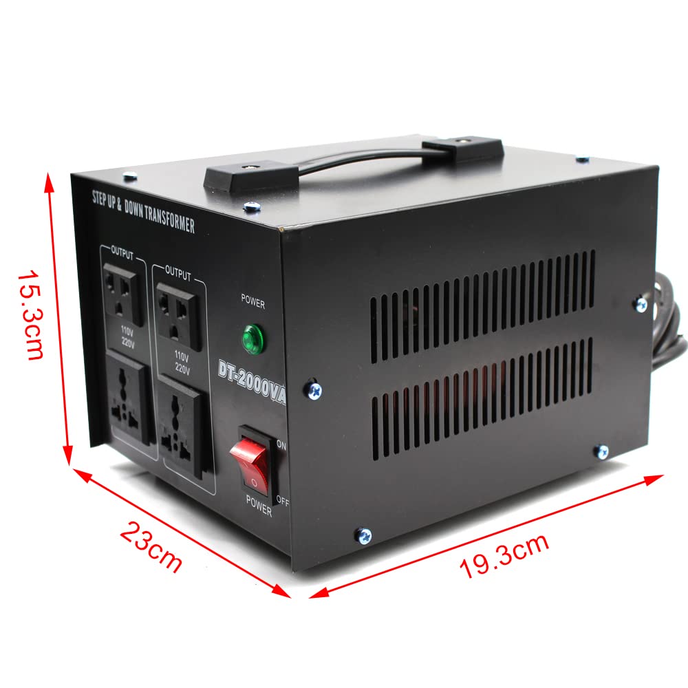 DT-2000VA - Transformador de tensión convertidor de corriente step-up/down, convertidor de voltaje de 220 V a 110 V