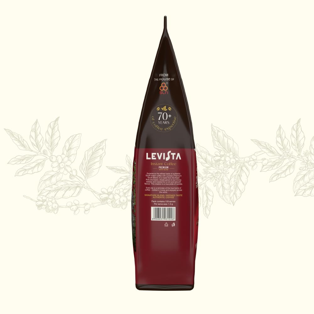 Levista Pochette de café instantané de qualité supérieure de 200 g
