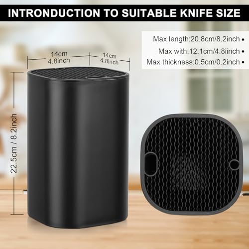 Knife Block Without Knives,Universal Knife Block Holder with Scissors Slot, Sharpening Bar Slot,Detachable Kitchen Knife Holder for Easy Cleaning Space Saver Black - Image 3