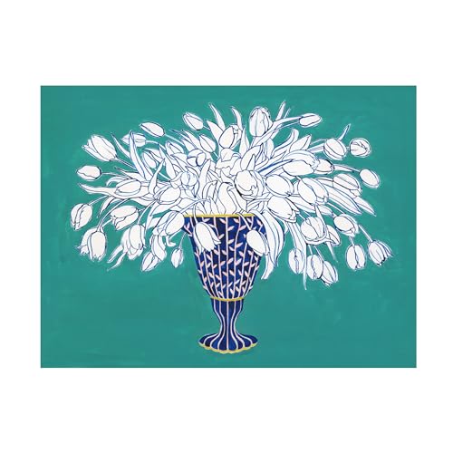 Wrapped Canvas Wall Art - Grace Popp 'Turquoise Tulip Bouquet III' Wall Art for Living Room, Bedroom, or Office Décor - 32x24 by Trademark Fine Art - Used condition - Image 2