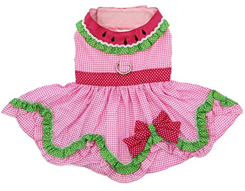 DOGGIE-DESIGN-Watermelon-Dog-Harness-Dress-with-Matching-Leash-Sizes-S-M-Medium DOGGIE DESIGN Watermelon Dog Harness Dress with Matching Leash Sizes S M Medium