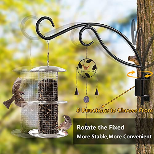 Baerfo Swivel Hanging Plant Bracket Outdoor 【16 Inches/Black】 Hand-Forged Swivel Plant Hanger With Double Hook More Convenient Use And Designed With Rotary Fixation For Wall Plant Hooks #TOP1