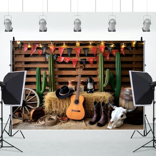 ZJRBJB Décor Grange Rustique 10x8ft, Bannière Fond Western