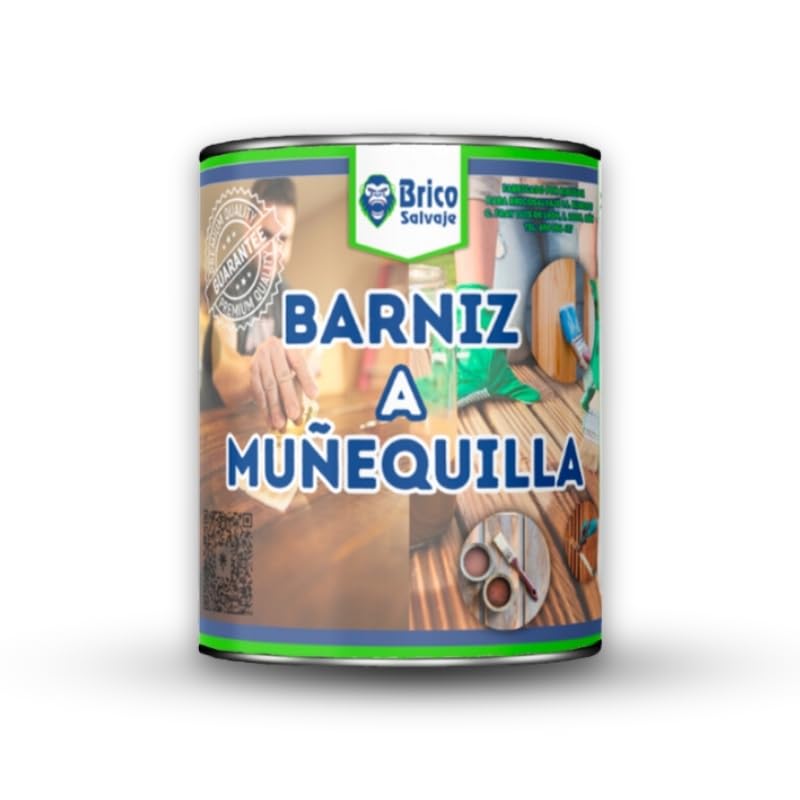 BRICOSALVAJE Barniz a Muñequilla para Madera, Goma Laca, Acabado Brillante, Protección, 100% Ecológico (Incoloro, 5 Litros)