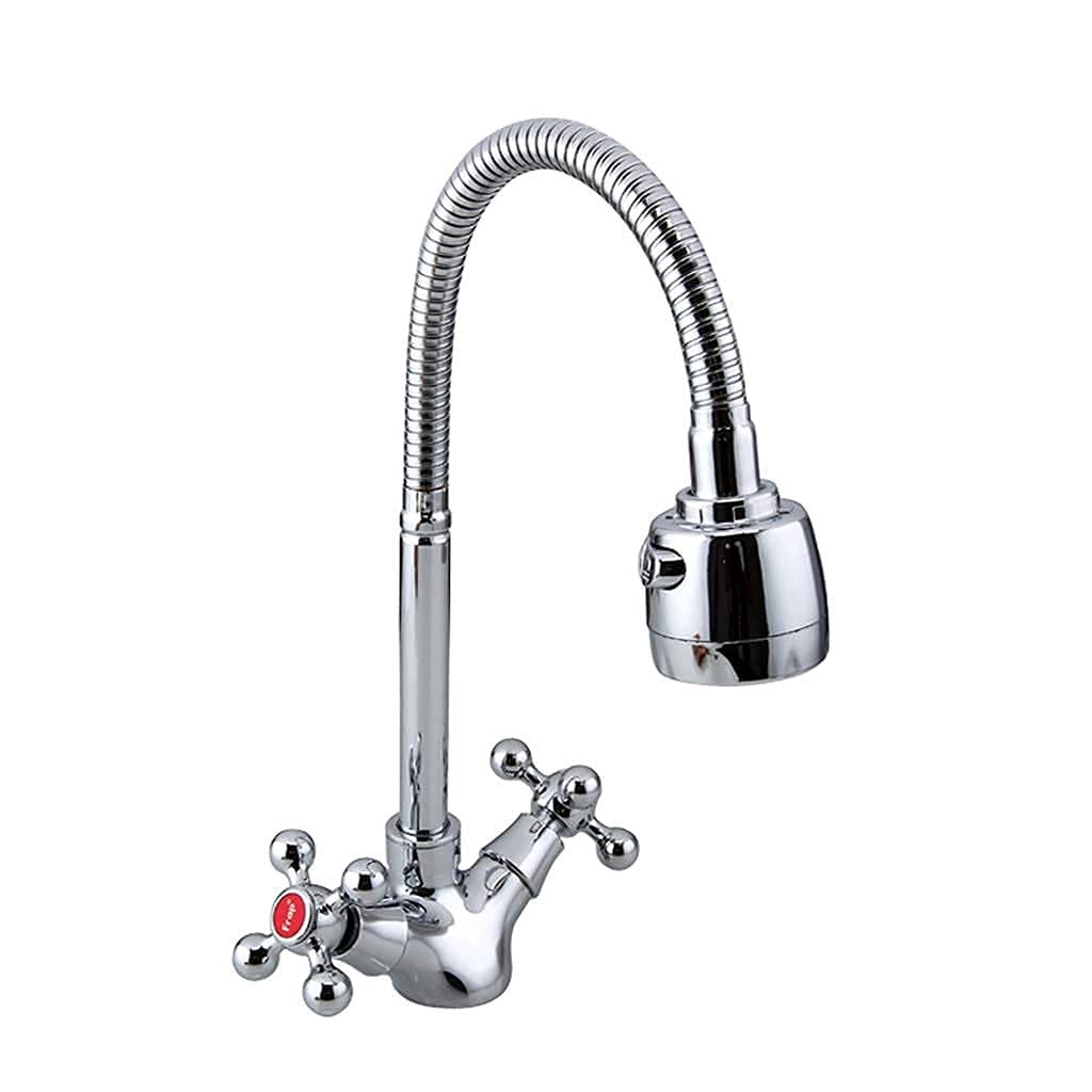Mélangeur de robinet de cuisine en argent robinetterie évier durable double commande