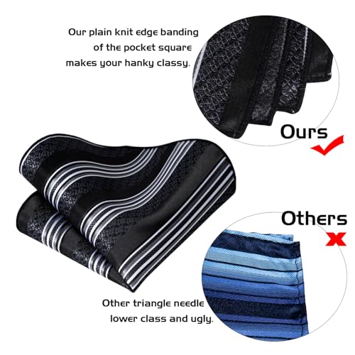 Image of 5PCS Mens Premium Silk Tie, Pocket Square, Cufflinks, Drilled Tie Ring and Lapel Pin Set for Wedding Groom Party