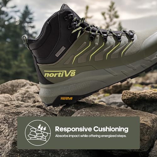 NORTIV 8 Men's Lightweight Hiking Boots Waterproof Breathable Outdoor Trekking Camping Ankle Boots Fern,Size 10.5,Olive,NMUMHB2502