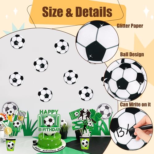 Image of Glitter Soccer Cutouts for 2026 World Cup Decors- 100Pcs Sport Ball DIY Paper Cuts Party Decorations Soccer Shape Cutout Bulletin Board for Sports Theme Back to School Party Classroom Game Day Wall