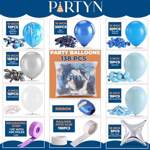 Blue Balloon Arch kit 138 Pcs Blue and White Balloon Garland Arch Kit | Blue birthday Decoration| Balloon Arch kit Blue For Boys Birthday, Christmas, Wedding, Baby Showers, Graduation Decoration