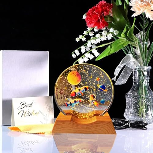 Image of One94Store 3D Acrylic LED Night Light - Warm White & Colorful Rocket Design with Durable Plastic Base, Decorative Table Lamp for Bedroom, Living Room, Kids Room, Study & Home Decor Gifting