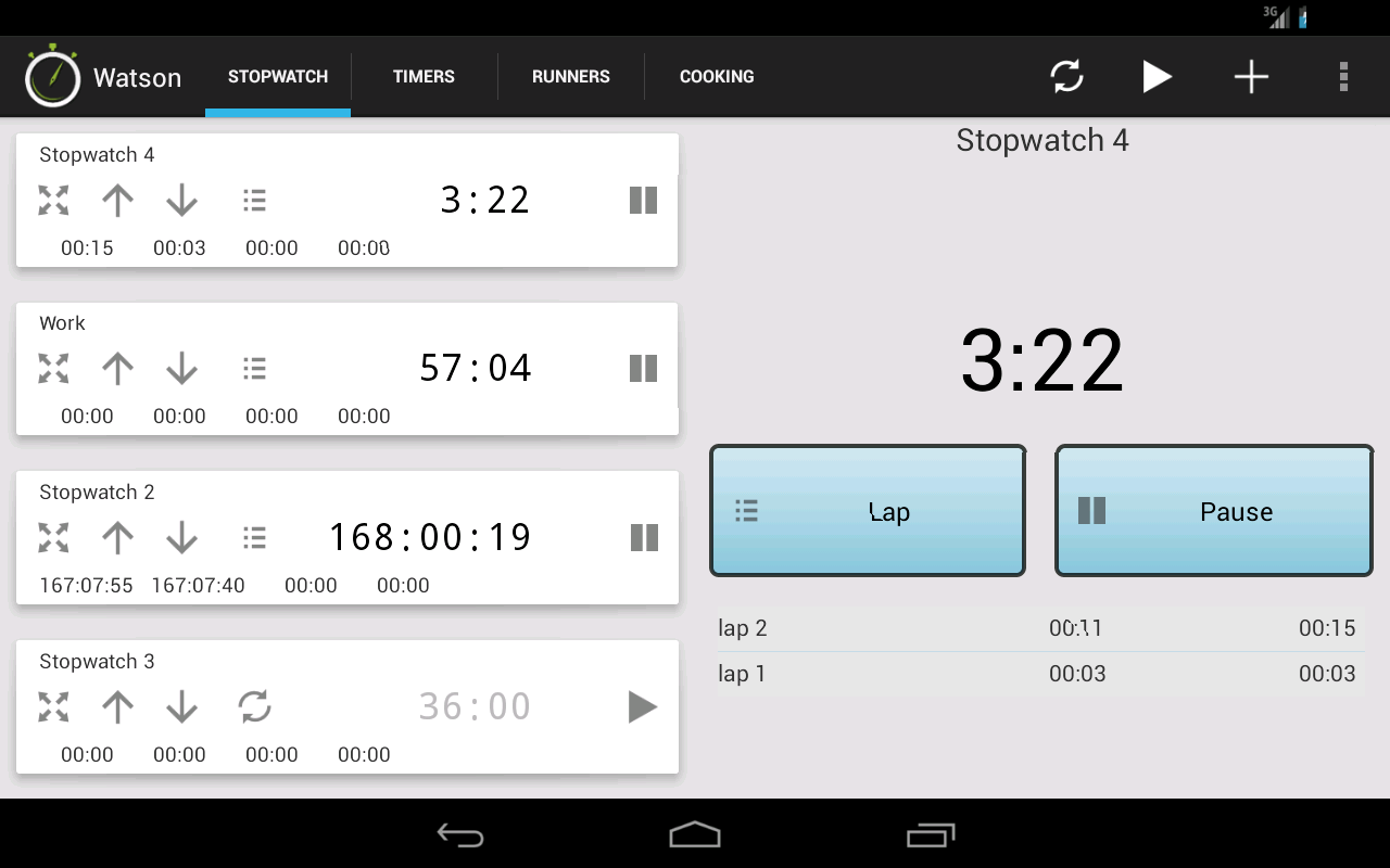 Watson Multiple Stopwatches and Timers App on the Amazon Appstore