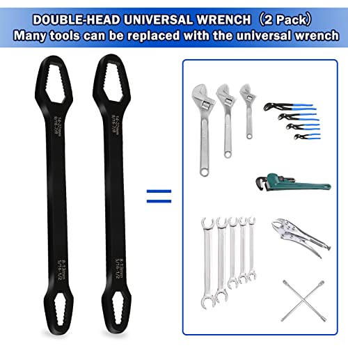 Xangnier 2 Pack Universal Torx Wrench,8-22Mm Universal Wrench Tool,Double-Ended Self-Tightening Adjustable Extra-Long 10.6 Inch Multi Wrench Tool #TOP1