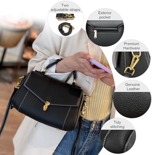 imeetu Genuine Leather Crossbody Bag for Women, Tote Bag Removable Shoulder Strap3