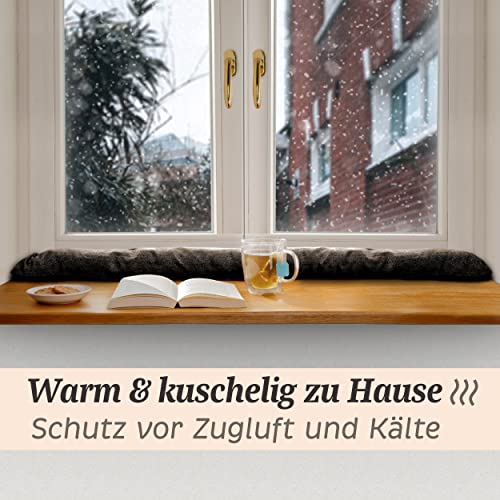 Praknu Zugluftstopper für Fenster bis 120cm - Waschbarer Stoff - Energiesparend - Extra Lang & Schwer - Für breite Türen und Terrassentür - Fensterdichtung & Türdichtung unten - Zugluftstopper Tür