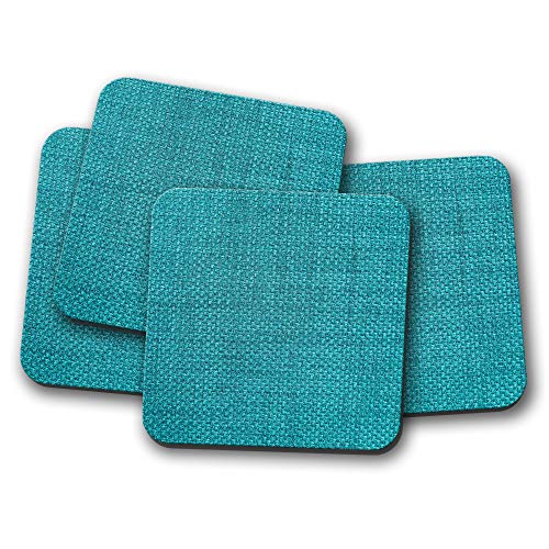 Lot de 4 dessous de verre en toile de jute turquoise – Cadeau pour maman et tante #15093
