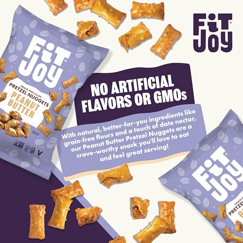 Image of FitJoy Peanut Butter Pretzel Nuggets (4 Pack, 5 Oz) - Crunchy Peanut Butter Filled Pretzel Nuggets - Gluten Free, Grain Free Cassava & Chickpea Flour Pretzels - Sweet & Salty Snack